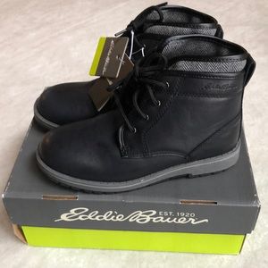 Eddie Bauer New Youth Kids Ankle Boot Black Man Made Leather Shoes Size 3